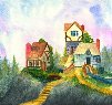A view of a fantasy hamlet