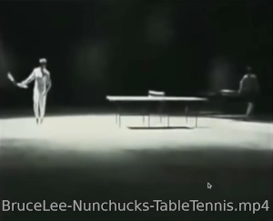Bruce Lee playing Table Tennis with Nunchucks